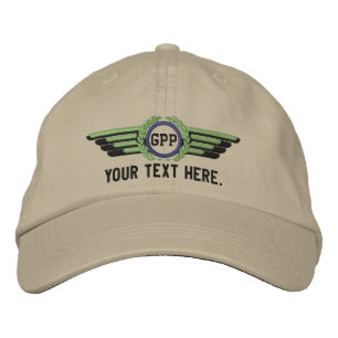Personalized Monogram Aviation Laurels Pilot Wings Embroidered Hat
