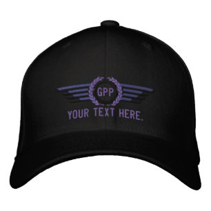 Personalized Monogram Aviation Laurels Pilot Wings Embroidered Hat