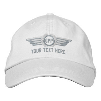 Personalized Monogram Aviation Laurels Pilot Wings Embroidered Hat