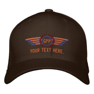 Personalized Monogram Aviation Laurels Pilot Wings Embroidered Hat