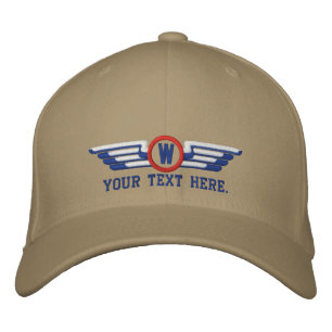 Personalized Monogram Aviation Laurels Pilot Wings Embroidered Hat