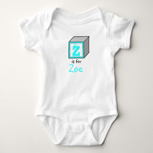 Personalized Monogram Baby Alphabet Block Bodysuit (Front)