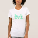 Personalized monogram bachelorette t shirts | mint<br><div class="desc">Personalized monogram bridesmaid t shirts | mint green and white. Minty / aqua colours. Monogrammed tees with custom name in elegant script text. Personalize for bridesmaids,  flower girl,  maid of honour,  matron of honour,  mother of the bride etc. Cute idea for wedding party,  bridal shower and bachelorette party.</div>