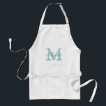 Personalized monogram baking apron for women<br><div class="desc">Personalized monogram baking apron for women. Cute gift idea for mom / mother. Custom BBQ / kitchen aprons with name and initial. Initialled design for chef cook and cooking enthusiasts. Monogrammed barbecue aprons in beige white and yellow. Customizable letter colour. ie turquoise blue with elegant script text.</div>