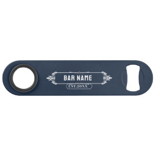 Personalized Monogram Bar Name,Date Deep Blue Bar Key