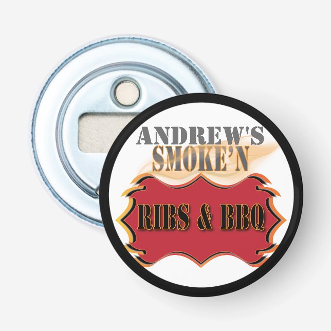 Personalized Monogram Barbecue or BBQ Bottle Opener (Front)
