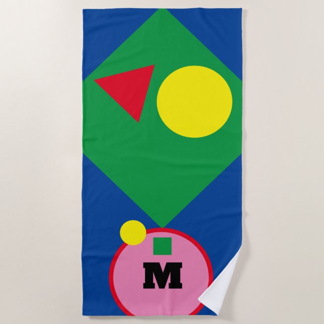 Personalized Monogram Beach Towel Bold & Bright  (Front)