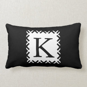 Personalized Monogram Black and White Lumbar Pillow