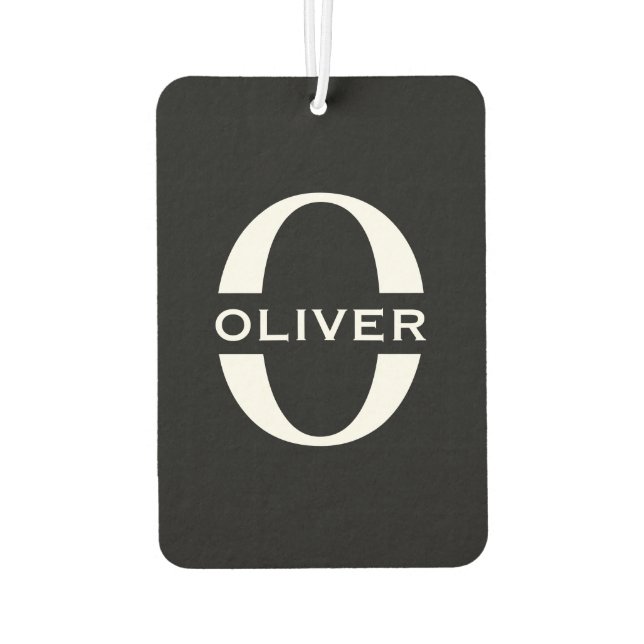Personalized Monogram Black And White Name Air Freshener (Back)