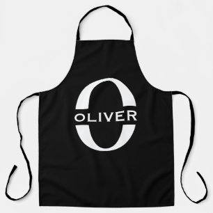 Personalized Monogram Black And White Name Apron