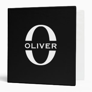 Personalized Monogram Black And White Name Binder