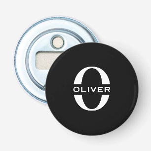 Personalized Monogram Black And White Name Bottle Opener