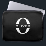 Personalized Monogram Black And White Name Laptop Sleeve<br><div class="desc">This cool black and white monogram design can be given as a gift for a retirement,  birthday,  wedding favour or any occasion. The minimalist design can be customized with the person's initial and name.</div>