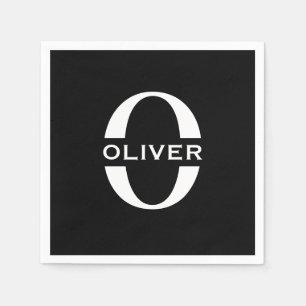 Personalized Monogram Black And White Name Napkin