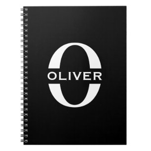 Personalized Monogram Black And White Name Notebook