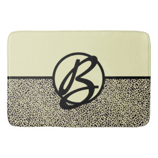 Personalized Monogram Black Cream Leopard Bath Mat
