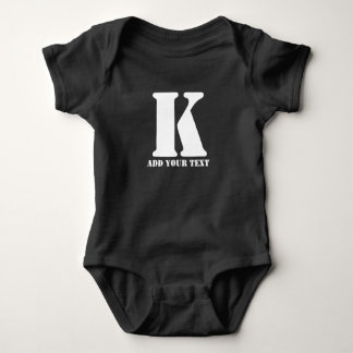 Personalized Monogram Black Custom Modern Text Baby Bodysuit