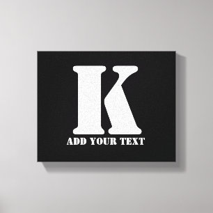Personalized Monogram Black Custom Modern Text Canvas Print