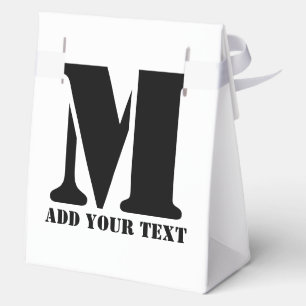 Personalized Monogram Black Custom Modern Text Favor Box
