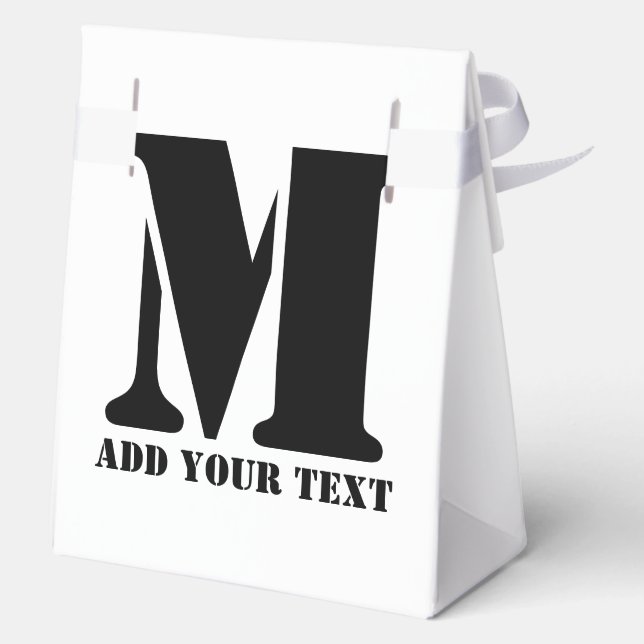 Personalized Monogram Black Custom Modern Text Favor Box (Back)