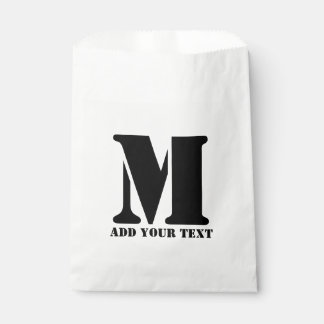 Personalized Monogram Black Custom Modern Text Favour Bag
