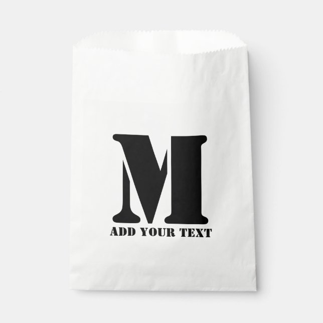 Personalized Monogram Black Custom Modern Text Favour Bag (Front)