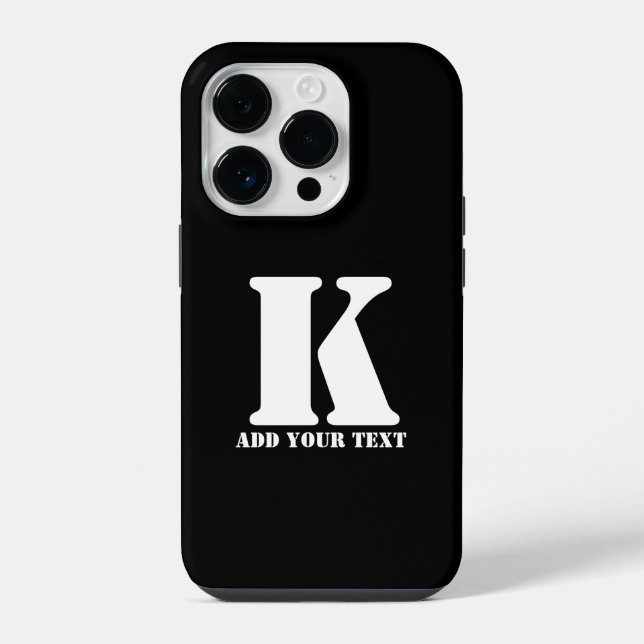 Personalized Monogram Black Custom Modern Text iPhone Case (Back)