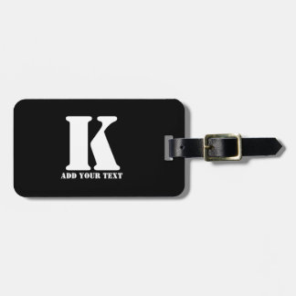 Personalized Monogram Black Custom Modern Text Luggage Tag