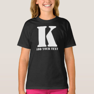 Personalized Monogram Black Custom Modern Text T-Shirt