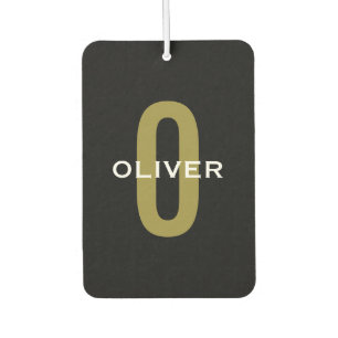 Personalized Monogram Black Gold White Name Air Freshener