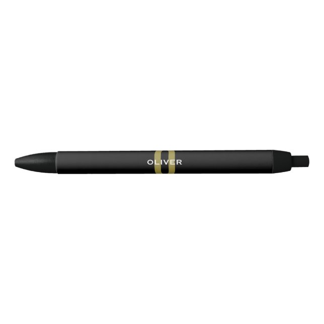 Personalized Monogram Black Gold White Name Ink Pen (Front)