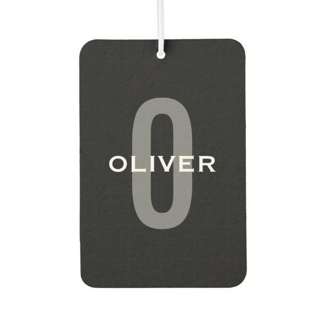 Personalized Monogram Black Grey White Name Air Freshener (Front)