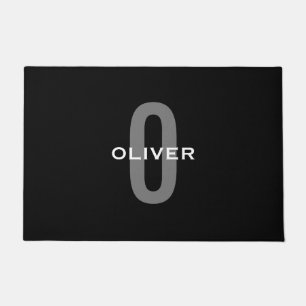 Personalized Monogram Black Grey White Name Doormat