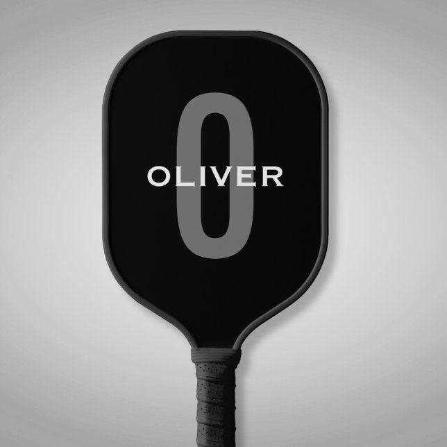 Personalized Monogram Black Grey White Name Pickleball Paddle (Creator Uploaded)