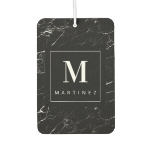 Personalized  Monogram Black Marble Air Freshener