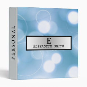 Personalized Monogram Black Silver Glitter Badge B Binder