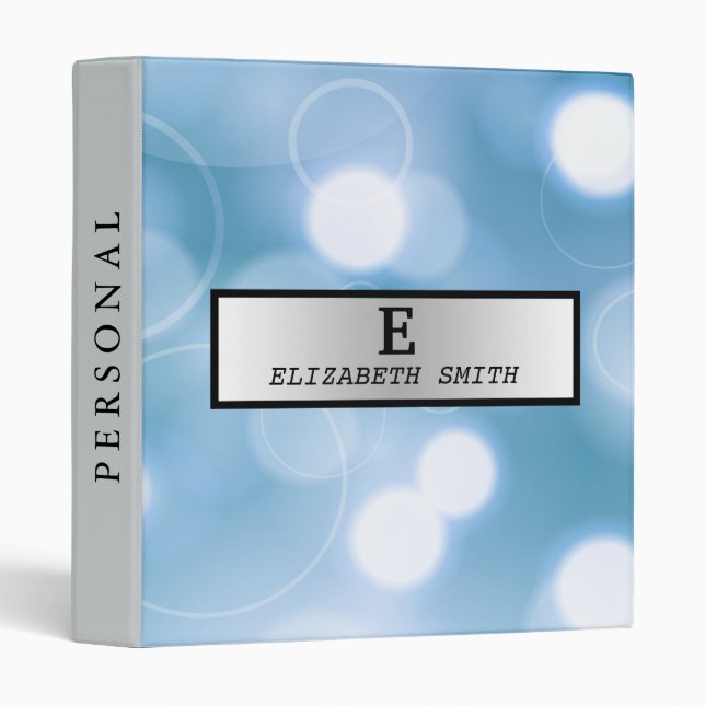 Personalized Monogram Black Silver Glitter Badge B Binder (Front/Spine)