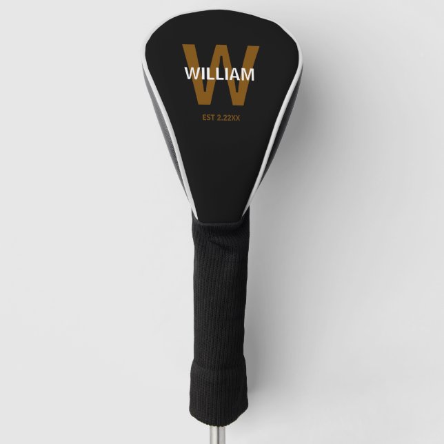  Personalized Monogram black &white Golf Head Cover (Front)