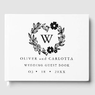 Personalized Monogram Black & White Guest Book