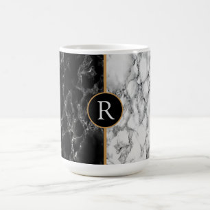 Personalized Monogram Black White Marble Mug
