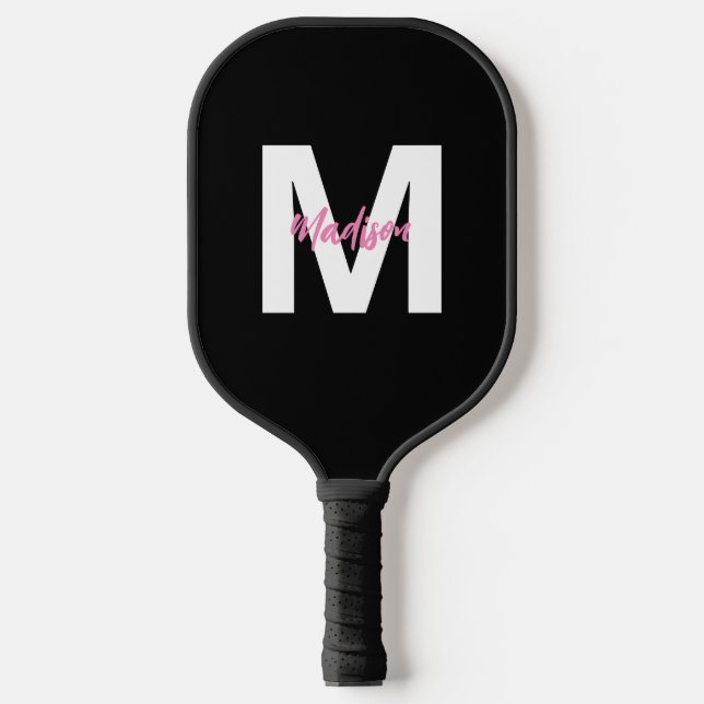 Personalized Monogram Black Women's  Pickleball Paddle (Front)