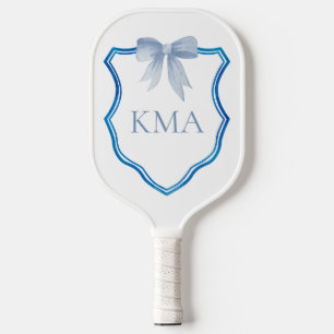 Personalized monogram blue crest preppy women pickleball paddle