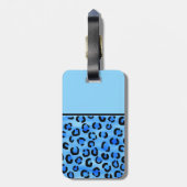 Personalized Monogram, Blue Leopard Print Pattern. Luggage Tag (Back Vertical)