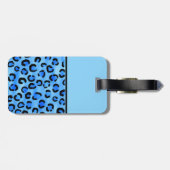 Personalized Monogram, Blue Leopard Print Pattern. Luggage Tag (Back Horizontal)