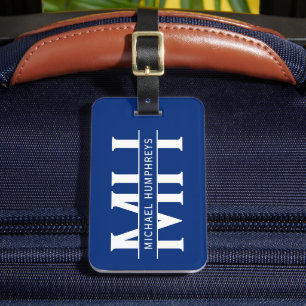 Personalized Monogram Blue Luggage Tag
