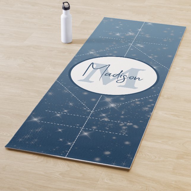 Personalized Monogram Blue Ombre Sparkle Alignment Yoga Mat (In Situ)