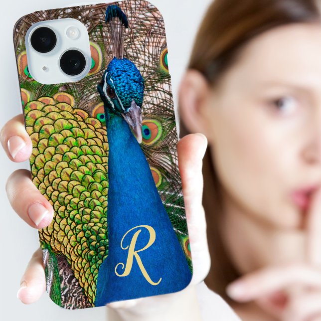 Personalized Monogram Blue Peacock Photo Case-Mate iPhone Case (Personalized Monogram Blue Peacock Photo Case-Mate iPhone Case)