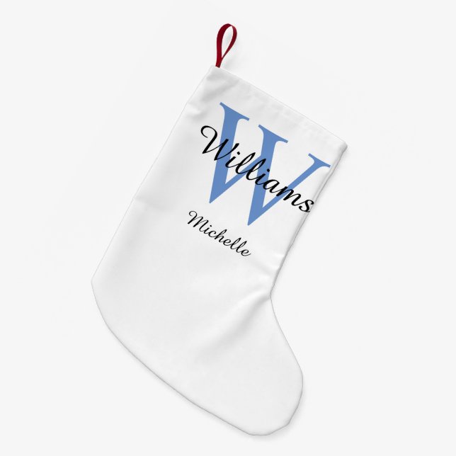 Personalized Monogram Blue Small Christmas Stocking (Front (Hanging))