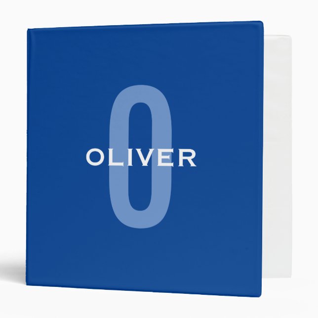 Personalized Monogram Blue White Name Binder (Front/Inside)