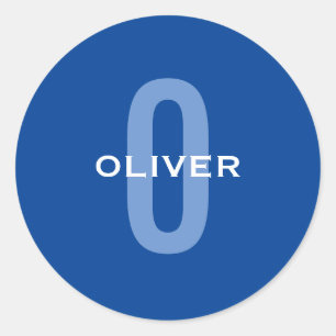 Personalized Monogram Blue White Name Classic Round Sticker